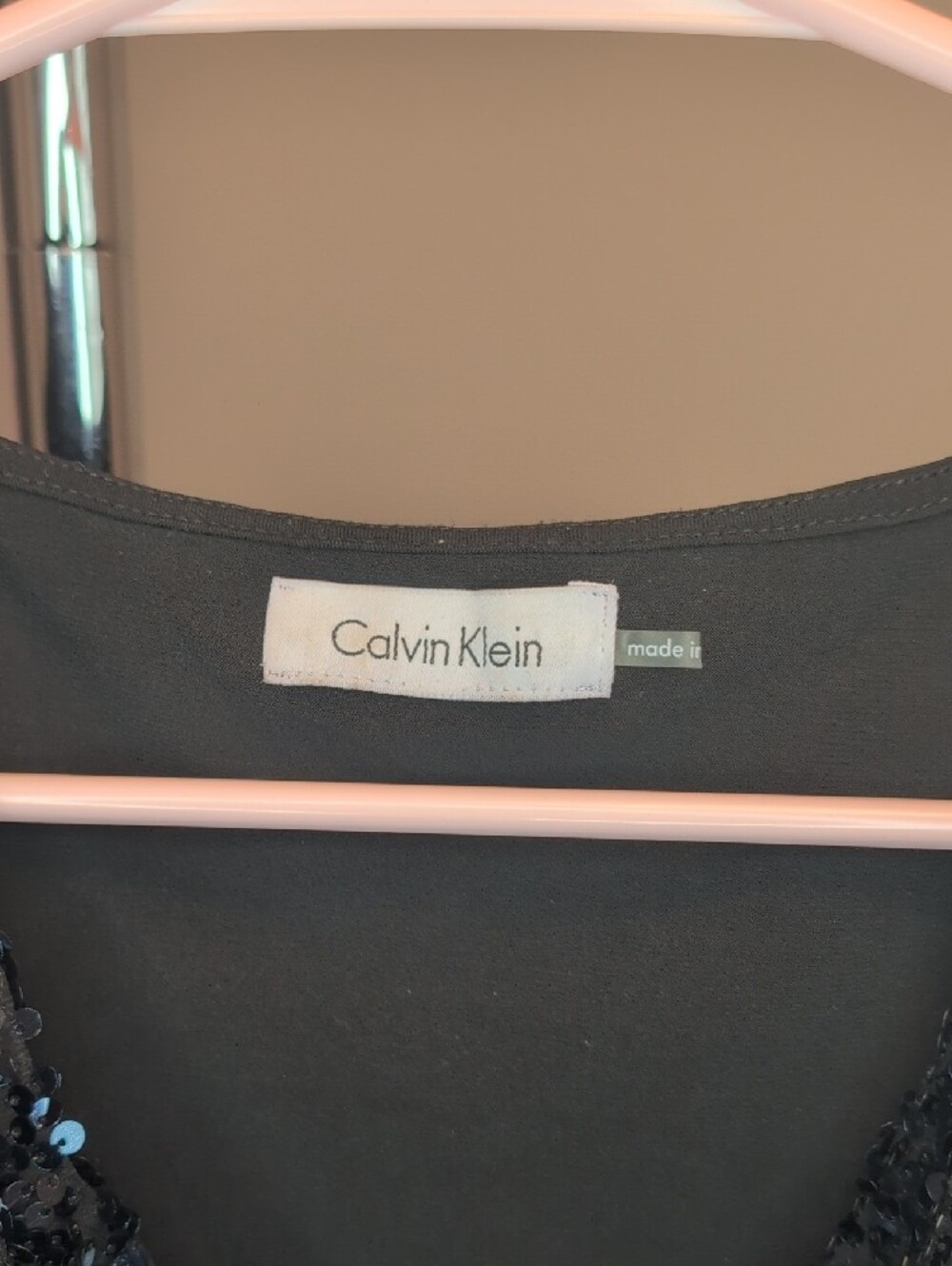 Calvin Klein Black Sequin Tank Top with Blue Sparkle - Picture 2 of 5